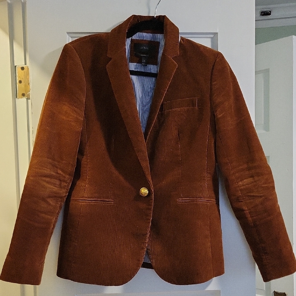 J. Crew Campbell Brown Corduroy Velvet Blazer - 6 - Picture 3 of 11
